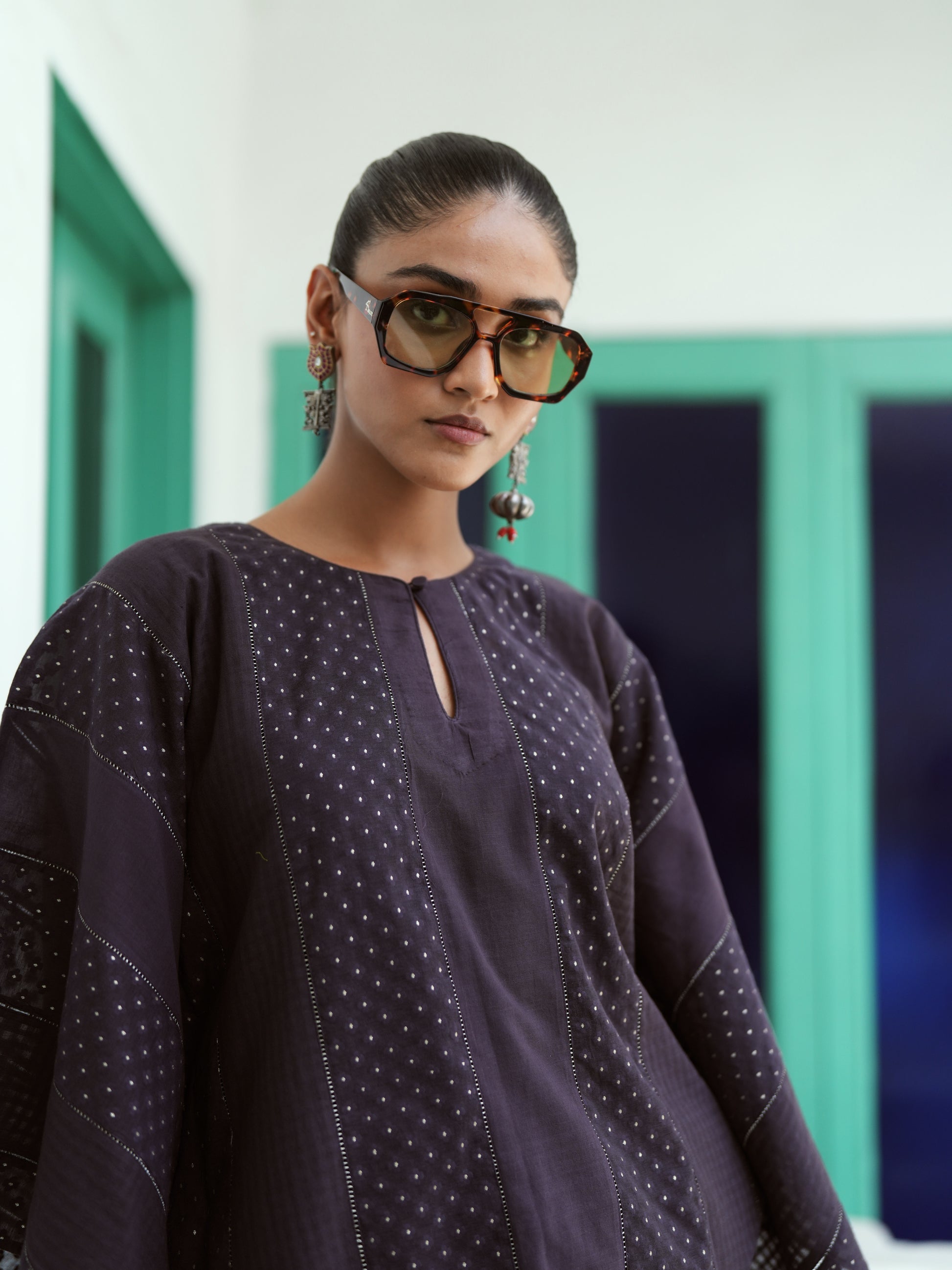 Aabroo Charcoal Kaftan Top
