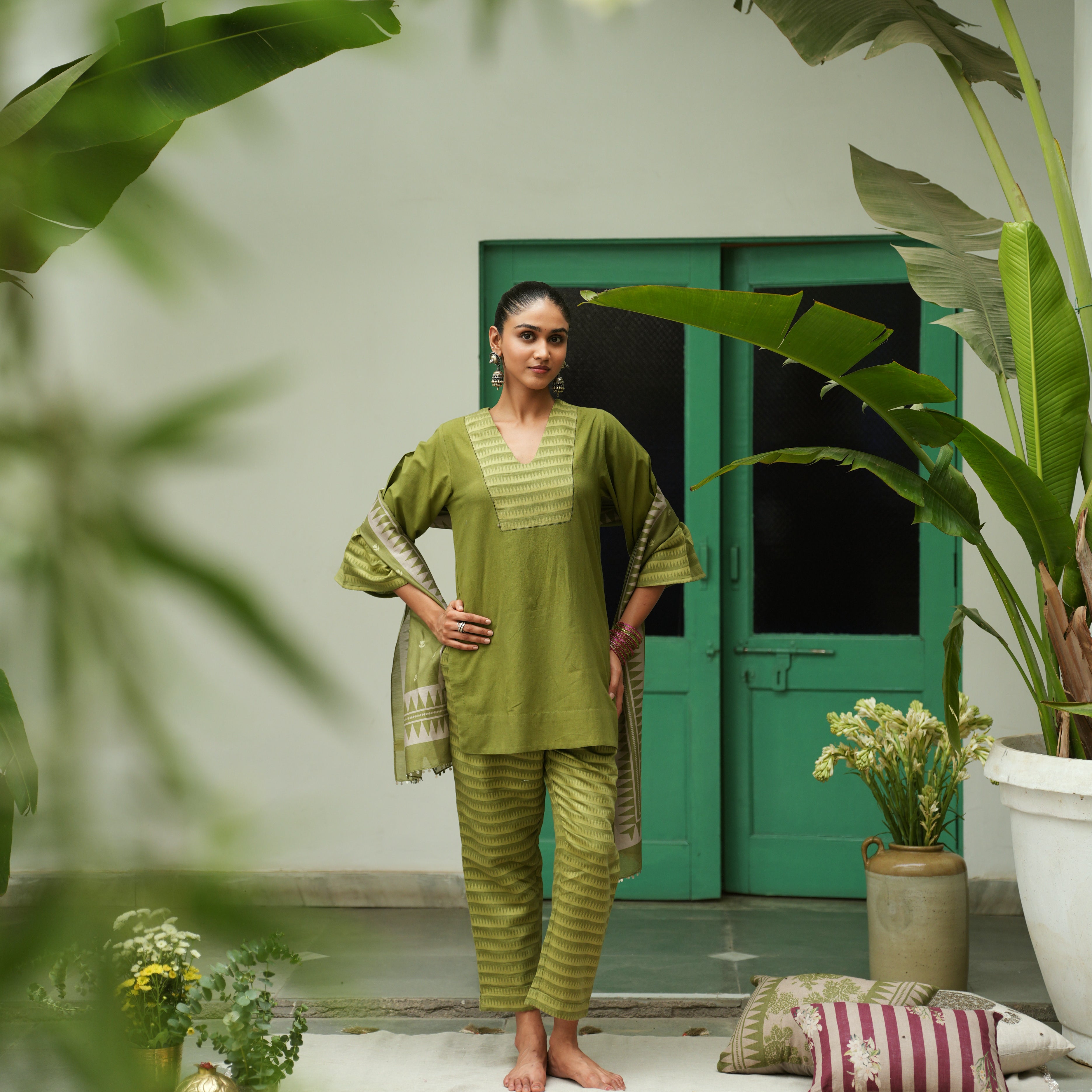 Nargis Leaf Green Kurta Set