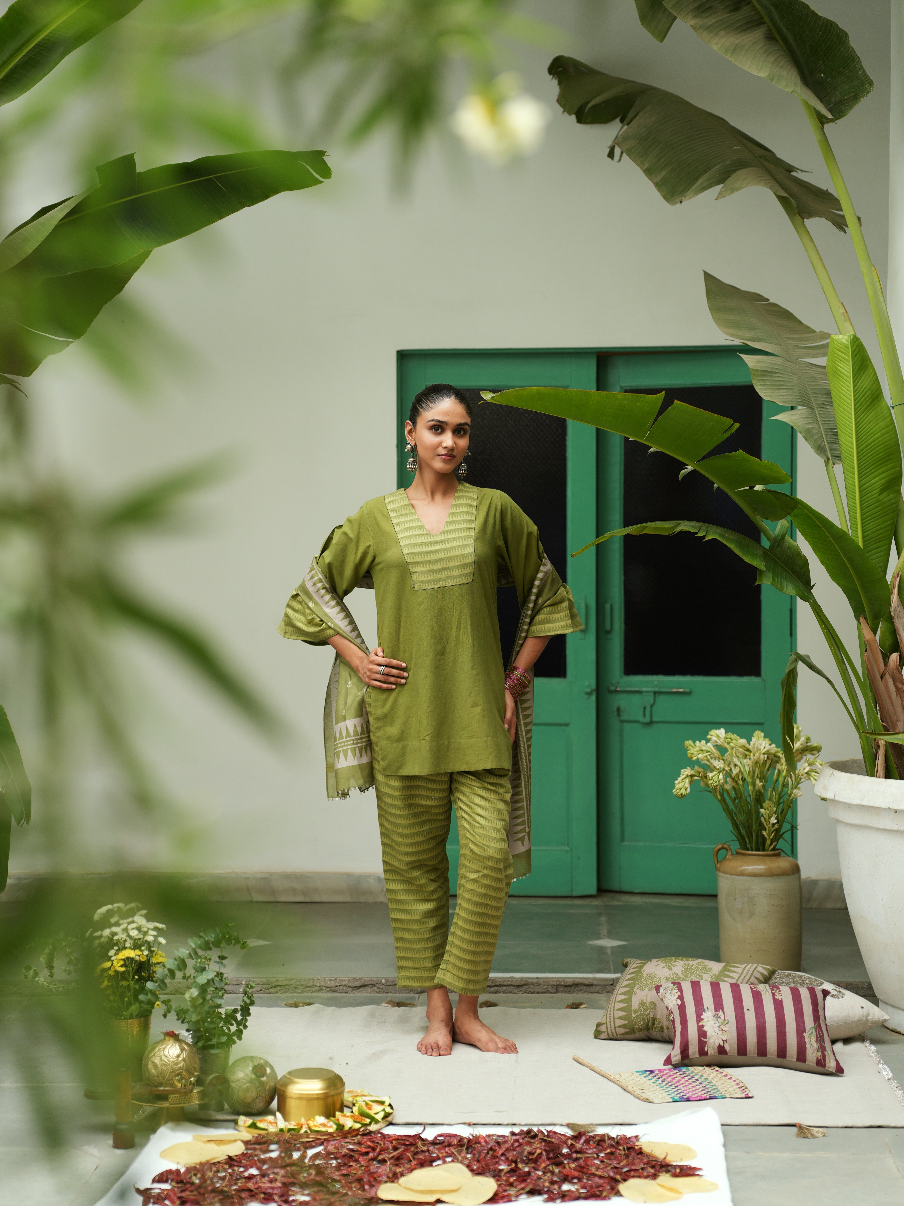 Nargis Leaf Green Kurta Set