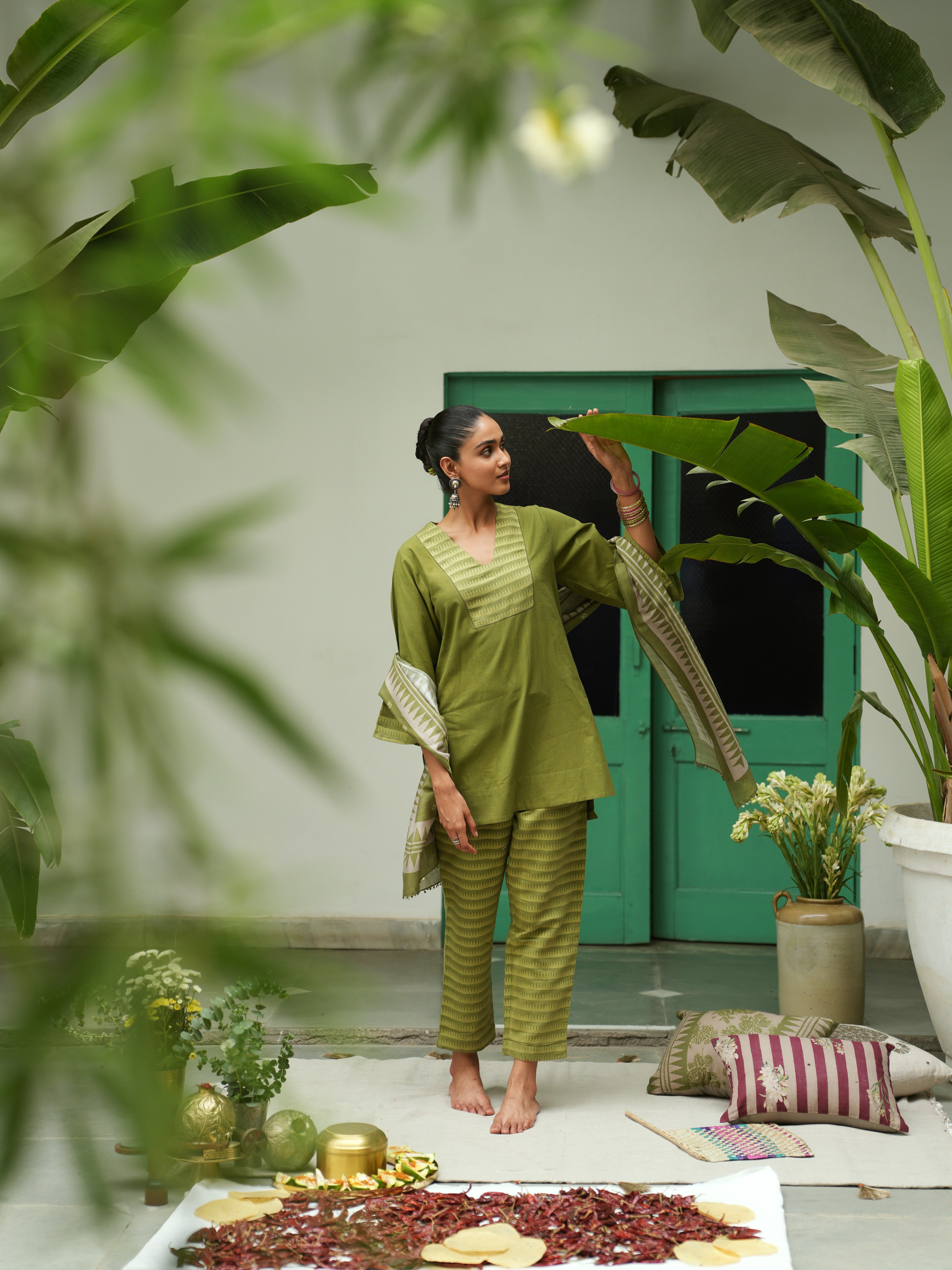 Nargis Leaf Green Kurta Set
