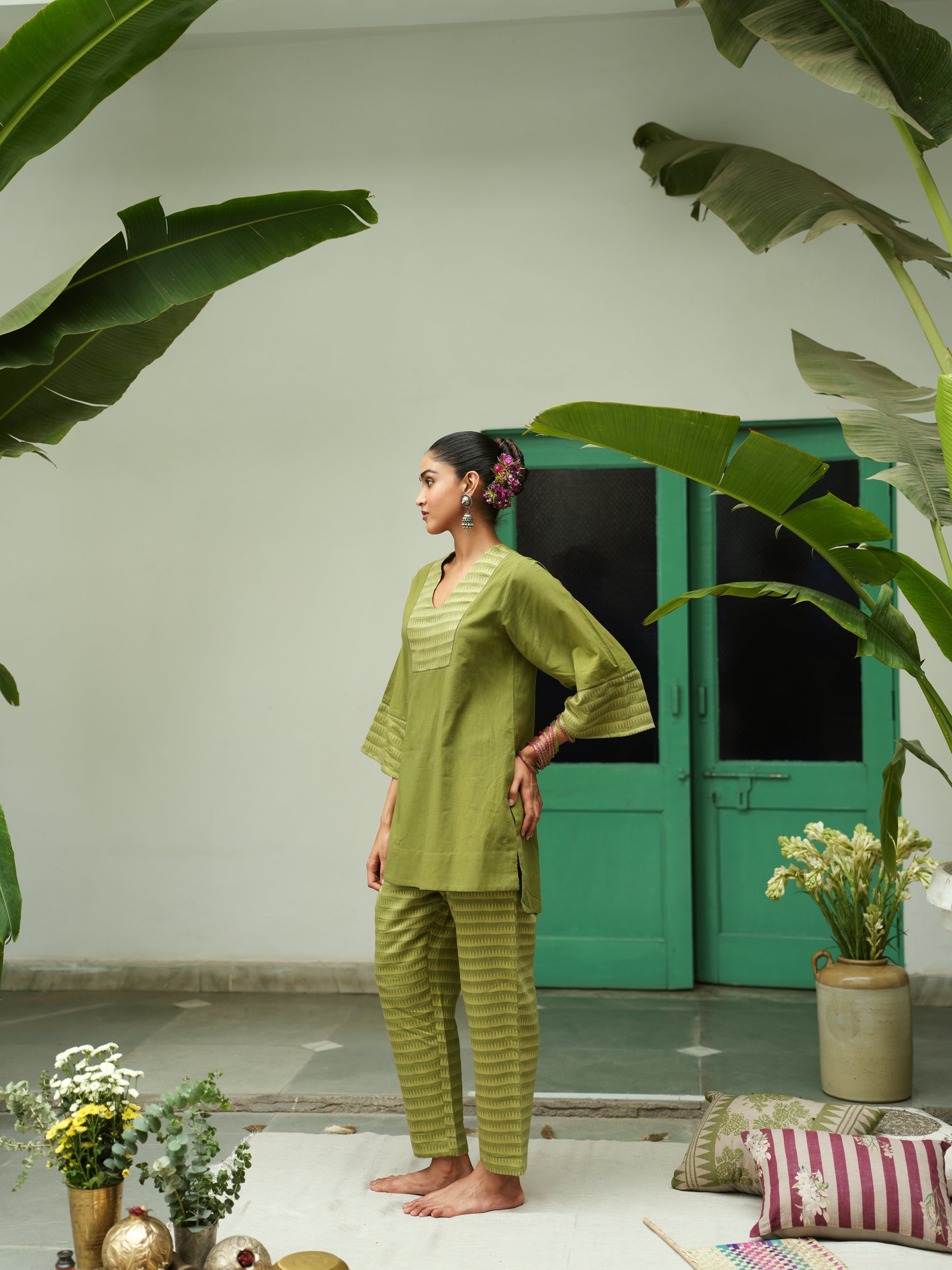 Nargis Leaf Green Kurta Set